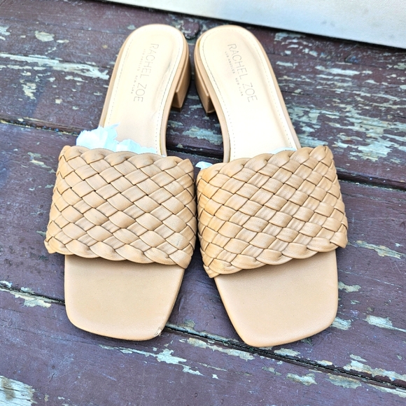 Rachel Zoe Tan Woven Slide Sandals Womens Size 10 - Picture 2 of 16